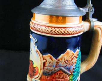 Beer Stein from Germany with pewter hinged lid
