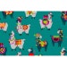 Mini fabric llamas background teal, alpaca, Mexican, Aztec, Mexico - 1/2 meter
