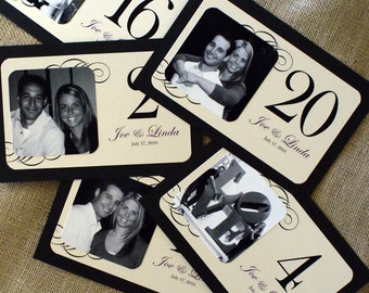 Personalized Photo Table Cards / Table Numbers - Custom Colors Available