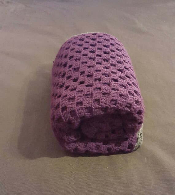 Purple and gray throw blanket