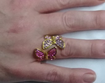 1980's Vintage Duel Butterfly Ring Size 7