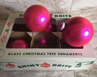 Shiny Brite Vintage PINK Christmas Ornaments