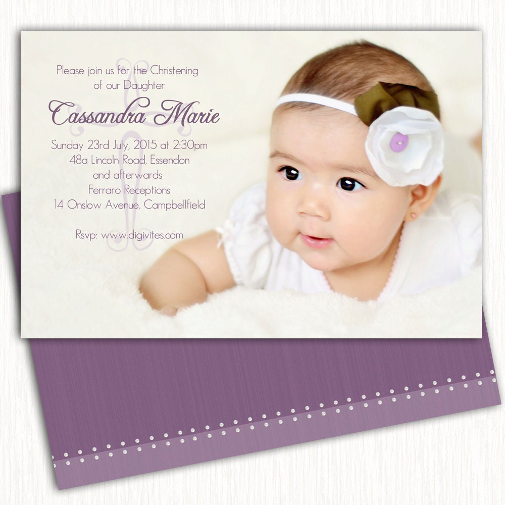 Girl Photo Christening Invitation Baptism Invitation Naming