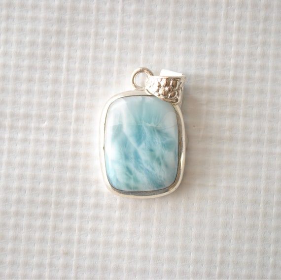 Sterling Silver Square Larimar Pendant #8967