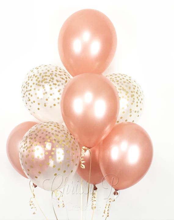 ROSE GOLD Balloon Bouquet Mix of 8 Latex Balloons in Rose