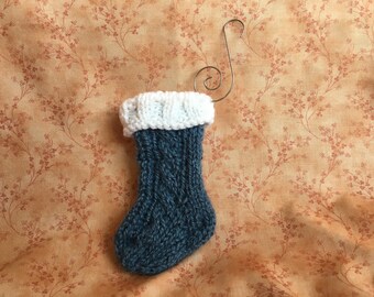 Knit Mini-Stocking Ornament - Blue