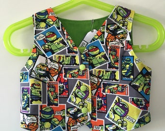Boys waistcoat, vest, reversible, Teenage Mutant Ninja Turtles