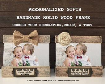 Aunt Personalized Frame Gift, Gift for Aunt from Kids, Lucky to call you Auntie Frame, Photo frame gift with Aunt name and kids names