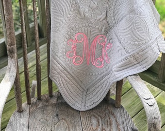 Baby quilt - Baby blanket - Monogram baby blanket - Monogrammed baby blanket - Heirloom baby quilt - Embroidered baby blanket - Baby shower