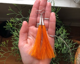 Orange Horse Hair Earrings
