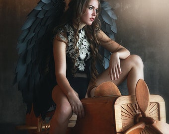 Black cosplay wings, angel wings, form N9