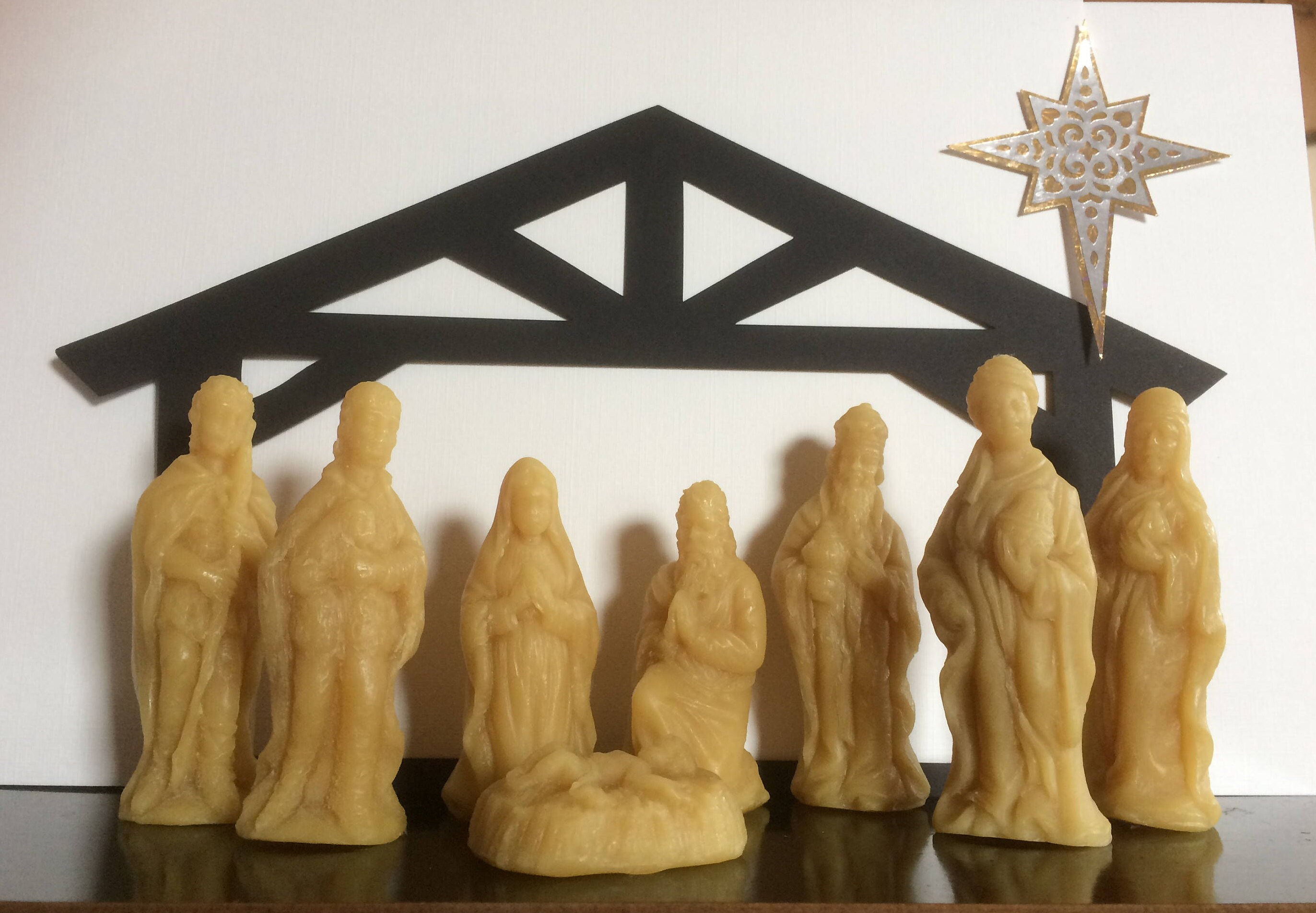 Natural Beeswax Nativity Figures Christmas Decoration