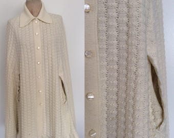 1970's White Knit Sweater Cape a Size All by Maeberry Vintage