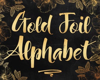 Gold alphabet clip art, Gold foil alphabet, Gold letters, Gold numbers, Gold symbols, Gold font, Gold wedding clipart, 82 design elements