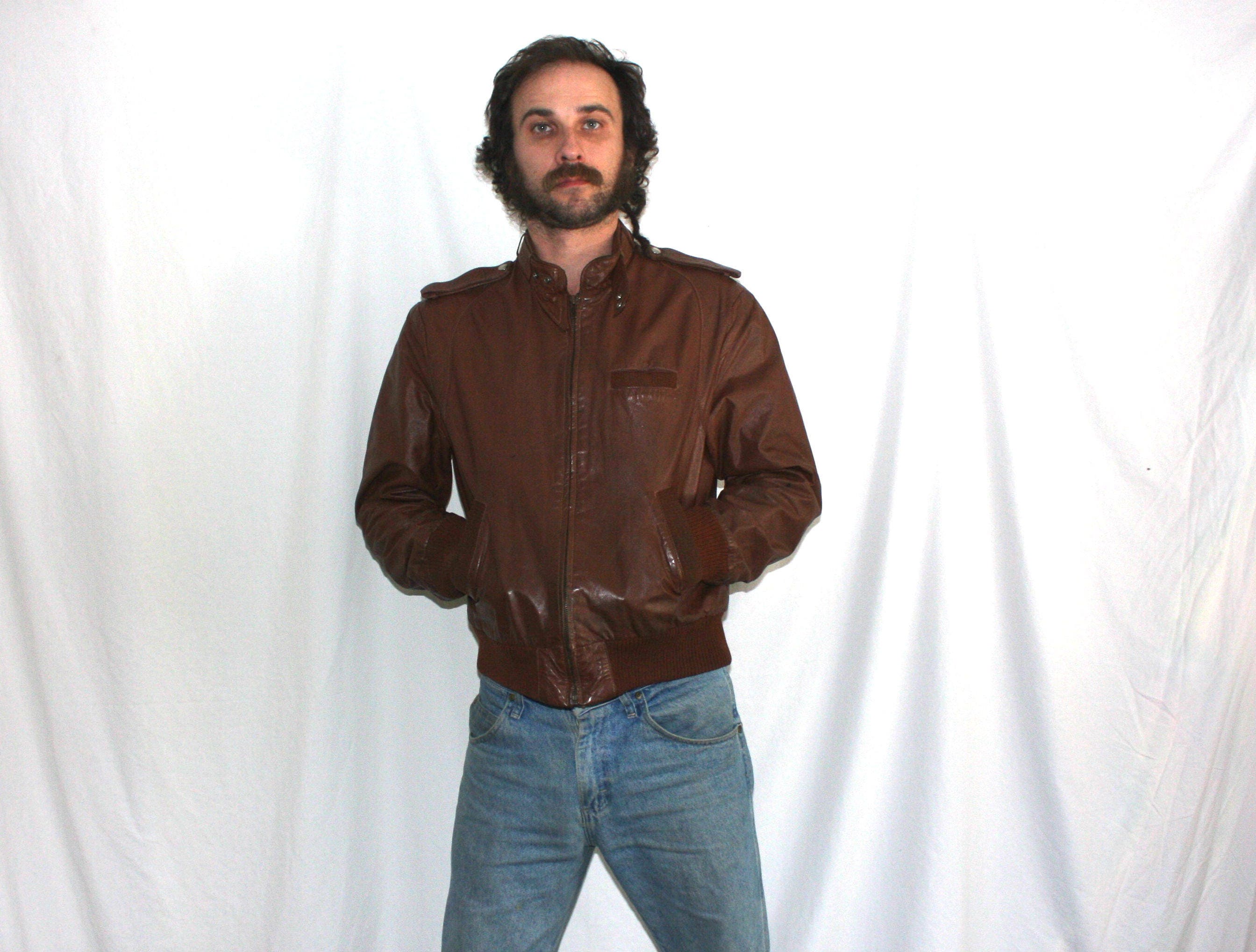 Vintage Brown Leather Jacket Retro 80s Members Only Style Vintage Brown Leather Jacket Retro 80s Members Only Style By Classic Directions Tyler Durden Hipster