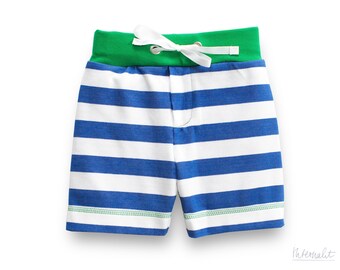 jersey shorts toddler boy, organic striped jersey knit shorts, toddler jersey shorts, organic cotton summer shorts, organic toddler clothes