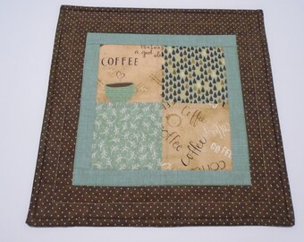 Coffee Quilted Table Topper, Coffee Lover Quilted Table Runner, Coffee Quilted Table Topper, Coffee Table Quilt, Coffee Quilted Candle Mat