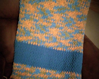 Soft & Cuddly Throw Orange, Teal, and Moss Green