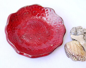 Ring holder ceramic dish, Ceramic plate red for serving,candle,soap,ring holder,earring
