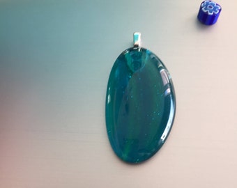 Glass pendant-Necklace-Jewelry-pendant-glass-jewelry-transparent glass-chain-lifestyl-fashion-aquamarine-blue (now temporarily with free chain)