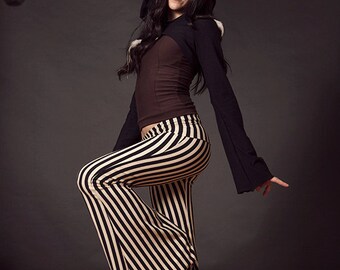 Stripe Pants, Flared Pants, Bells, Yoga Pants, Circus Pants, Steampunk, Pirate, Costume, Hoop Clothes, Festival Clothing, Cabaret