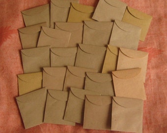 25 Mini Brown Envelopes - Recycled Envelopes - Recycled Mini Envelopes - Tiny Envelopes - 1 7/8" x 2"