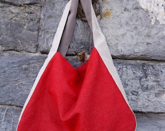 Two-tone fabric hobo bag