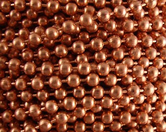 Copper Ball Chain, Solid Copper Chain, 2.4mm Ball Chain, Pure Copper Chain, Genuine Copper