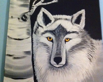 Wolf At The Birch Tree
