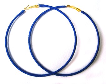 Royal Blue Earrings, Blue Hoop Earrings, Extra Large Hoops, Fashion Earrings UK