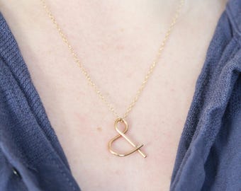 Ampersand Necklace, Gold Ampersand Necklace, Gold Ampersand, Symbol Necklace, Gold Necklace, Minimalist Jewelry, Simple Necklace, Delicate