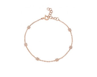 14KT White Gold Diamond Mini Squares Bracelet