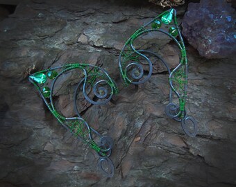 Black Copper elf cuffs, Fantasy elf ear cuffs, Elven earrings, Elvish ears, Non-piercing earring,Forest elf ear cuffs, elf ears, sylvan elf