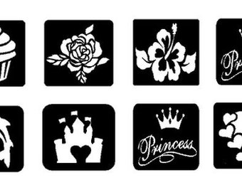 Glitter Tattoo Stencils, Tattoo Stencils, Henna Tattoo Stencils, +Party Favors, 24 Stencils