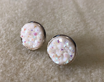 12mm druzy earrings in silver settings settings