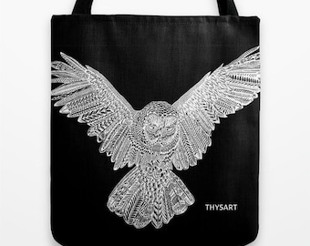 Owl tote, cotton bag by THYSART