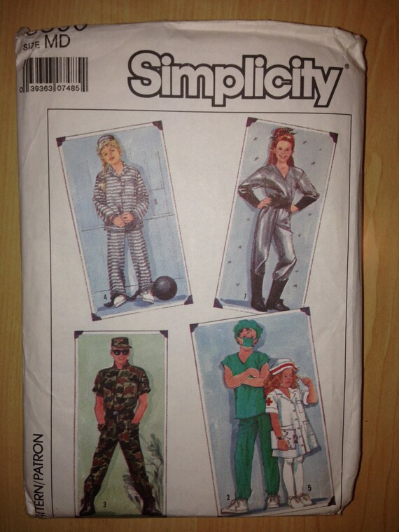 Simplicity 8890 80s Sewing Pattern Adult Costume Spaceman, Doctor, Nurse, Soldier and Prisoner Size 38-40