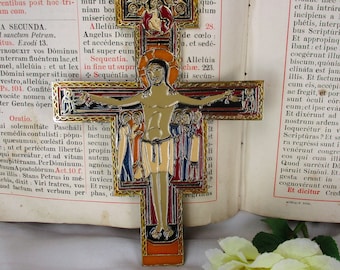 San Damiano Crucifix Jesus Christ Saints IHS Nazare Jesus of Nazareth Enamel