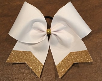 Practice Cheer Bow - White with Chevron