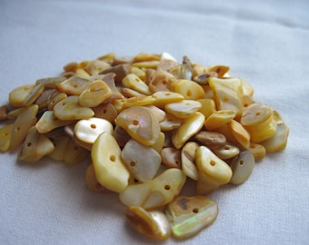 Destash (5009) - Yellow mother-of-pearl dyed shell bead chips.