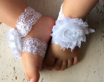 Barefoot sandals; baby barefoot sandals; white lace sandal; toddler barefoot sandal; sandal
