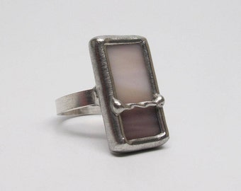 Lilac Blush - Sterling Silver Stained Glass Ring - Size 7.5