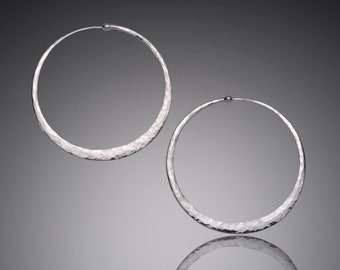 Extra Large Silver Hoops // 2 inch Big Hoop Earrings // Large Sterling Silver Hoop Earrings // Hammered Solid Silver Hoop earrings