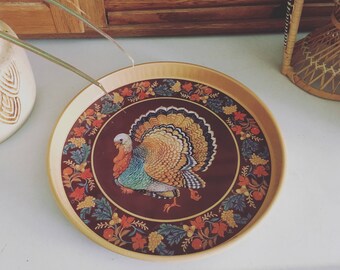 Vintage Thanksgiving Turkey Metal Tray