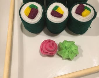 Felt Food - Sushi - California Roll - Wasabi - Ginger - Felt Sushi
