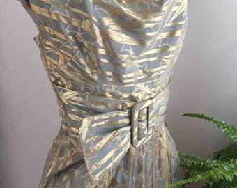 1950's Alfred Shaheen Silk Brocade Wiggle Dress