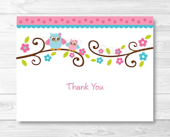 thank baby you template gift card Card Card Thank / Baby Pink Owl Template Owl / You Folded