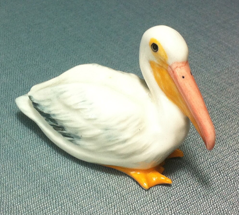 Miniature Ceramic Pelican Bird Animal Cute Little Tiny Small