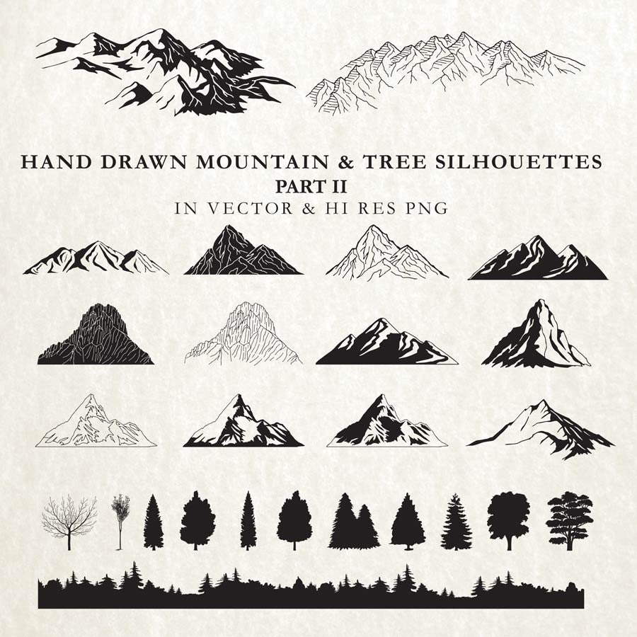 Free Free Mountain Range With Trees Svg 225 SVG PNG EPS DXF File