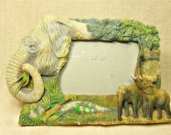 Vintage 3D Elephant Photo Frame, Wild Animal Picture Frame, Room Decor